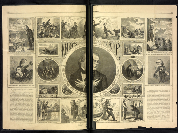Öffne ein Comicbuch mit farbenfrohen Illustrationen von Charakteren und Szenen, begleitet von Text.