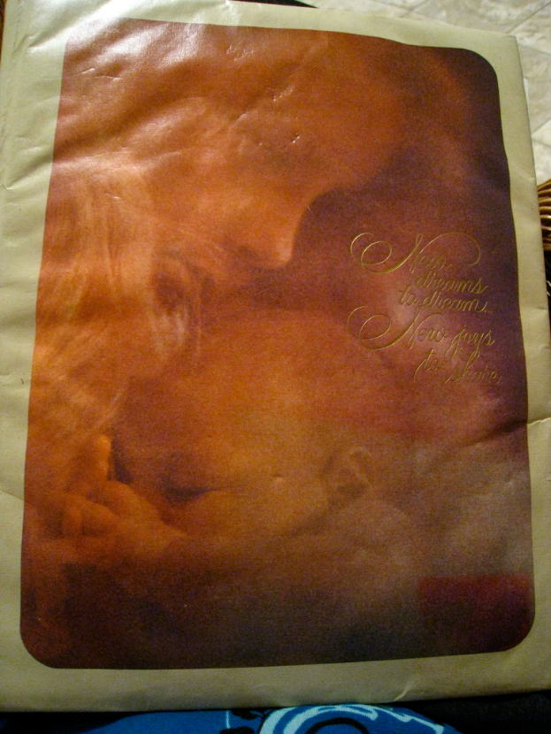 Ein Druck mit einer Person, einem Baby und einigen Wörtern auf dem Cover.