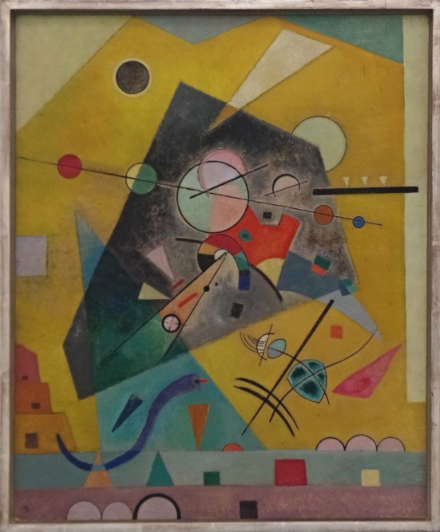 Gemälde des russischen Expressionisten Wassily Kandinsky in einem klassischen Rahmen an einer Wand.