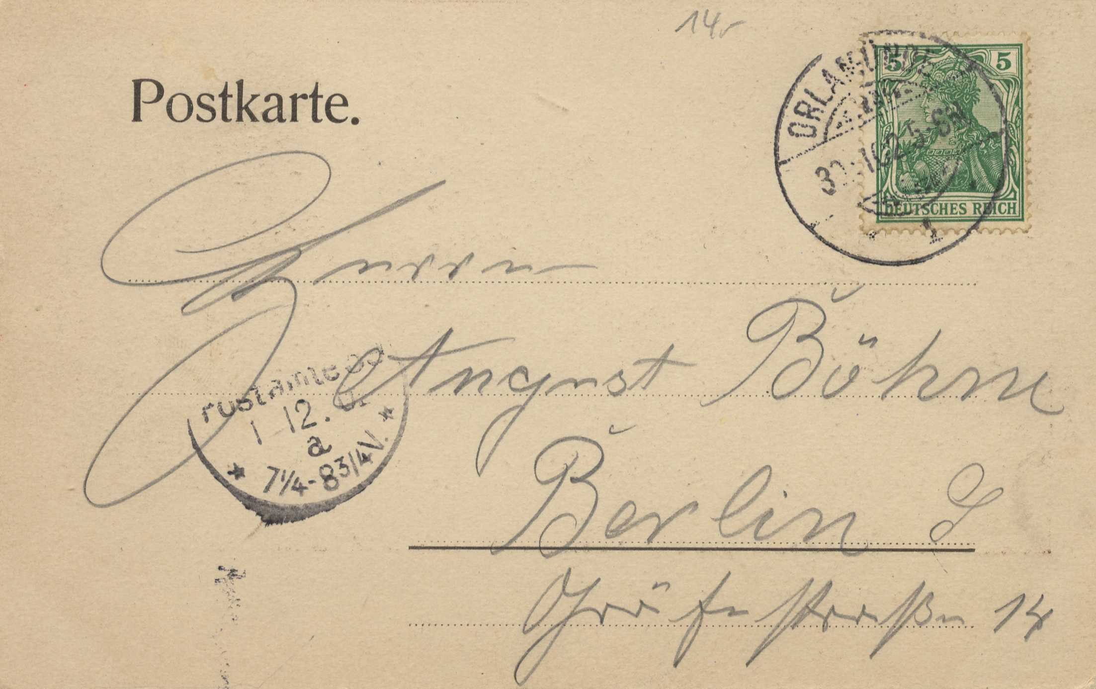 Alte deutsche Postkarte mit einer Marke, Text "Grundfahrzeug" und einem Mannbild, bewertet als sehr gut (VF).
