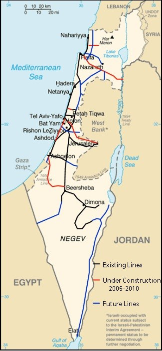 Eine detaillierte Karte von Israel und Palästina, die Städte, Flüsse und andere geografische Merkmale zeigt, mit Text und Linien, die den Umfang des Konflikts zwischen den beiden Ländern angeben.